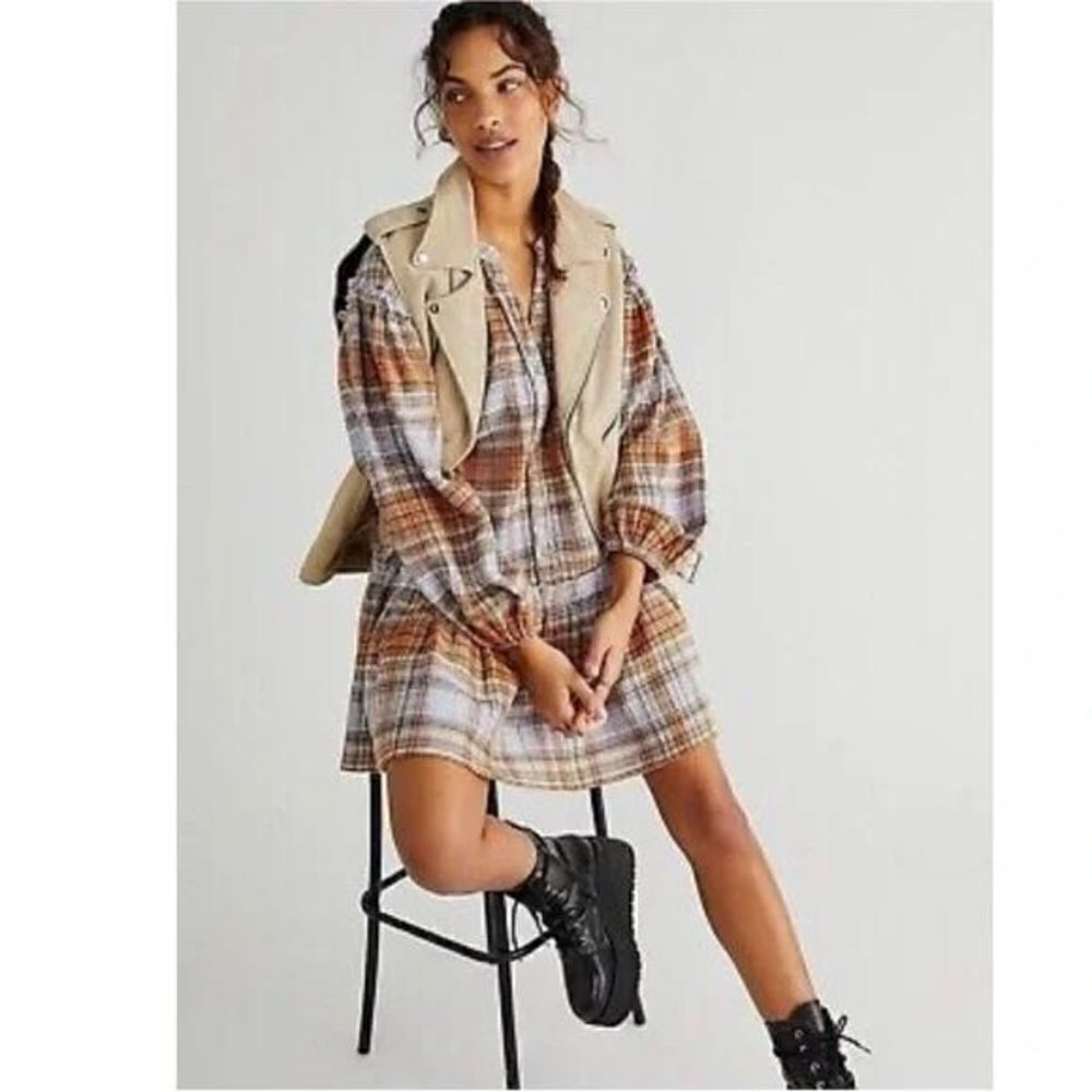 Free People - Alexa Plaid Mini Dress size S - Picture 8 of 8